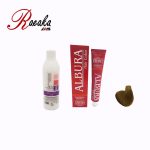 کیت رنگ موی آلبورا سری طبیعی بلوند تیره شماره N5-6.0 حجم ۱۰۰ میلی لیتر به همراه یک عدد اکسیدان آلبورا 9% به حجم ۱2۰ میلی لیتر