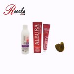 این کیت رنگ مو شامل یک رنگ مو آلبورا به حجم ۱۰۰ میلی لیتر به همراه یک اکسیدان 9%به حجم 120 می باشد که مناسب این شماره رنگ مو می باشد .