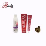 کیت رنگ مو آلبورا سری دودی بلوند دودی روشن C7-8.1 حجم 100 میلی لیتر به همراه یک اکسیدان آلبورا 9% 120 میلی لیتر