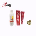 کیت رنگ موی آلبورا سری دودی بلوند نقره ای C9-10.1 حجم ۱۰۰ میلی لیتر به همراه یک عدد اکسیدان آلبورا 12% به حجم ۱۲۰ میلی لیتر