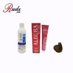 کیت رنگ مو آلبورا سری زیتونی قهوه ای زیتونی متوسط M3-4.2 حجم 100 میلی لیتر به همراه یک اکسیدان آلبورا 6% 120 میلی لیتر
