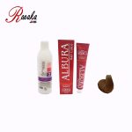 کیت رنگ مو آلبورا سری زیتونی قهوه ای زیتونی روشن M4-5.2 حجم 100 میلی لیتر به همراه یک اکسیدان آلبورا 9% 120 میلی لیتر