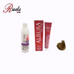 کیت رنگ مو آلبورا سری زیتونی بلوند زیتونی تیره M5-6.2 حجم 100 میلی لیتر به همراه یک اکسیدان آلبورا 9% 120 میلی لیتر