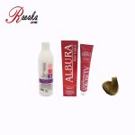 کیت رنگ مو آلبورا سری زیتونی بلوند زیتونی متوسط M6-7.2 حجم 100 میلی لیتر به همراه یک اکسیدان آلبورا 9% 120 میلی لیتر