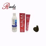 کیت رنگ موی آلبورا سری طبیعی قهوه ای تیره شماره N2-3.0 حجم ۱۰۰ میلی لیتر به همراه یک عدد اکسیدان آلبورا 6% به حجم ۱2۰ میلی لیتر