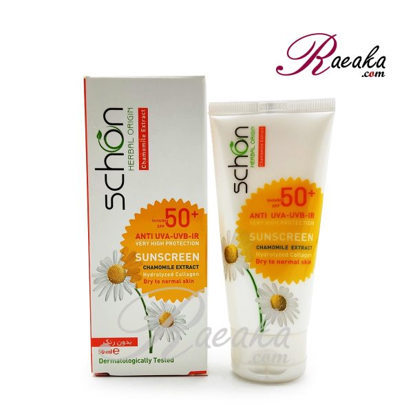 کرم ضد آفتاب شون بی رنگ مناسب پوست های خشک تا نرمال SPF50 حجم 50 میلی لیتر