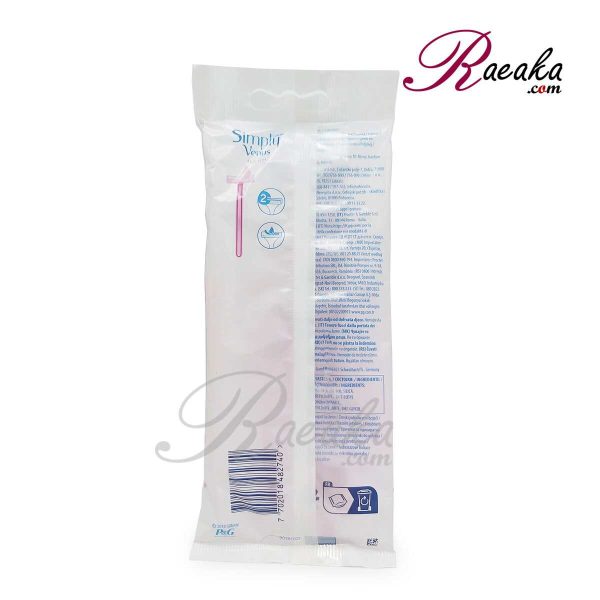 خود تراش اصلاح زنانه 2 لبه ونوس (ژیلت) مدل Simply Venus BASIC بسته پنج عددی - 2